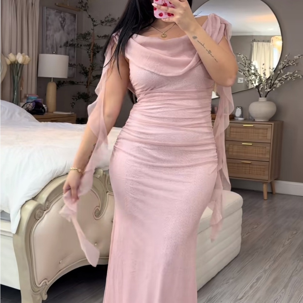 Cider Blush Pink Cowl Neck Maxi Dress